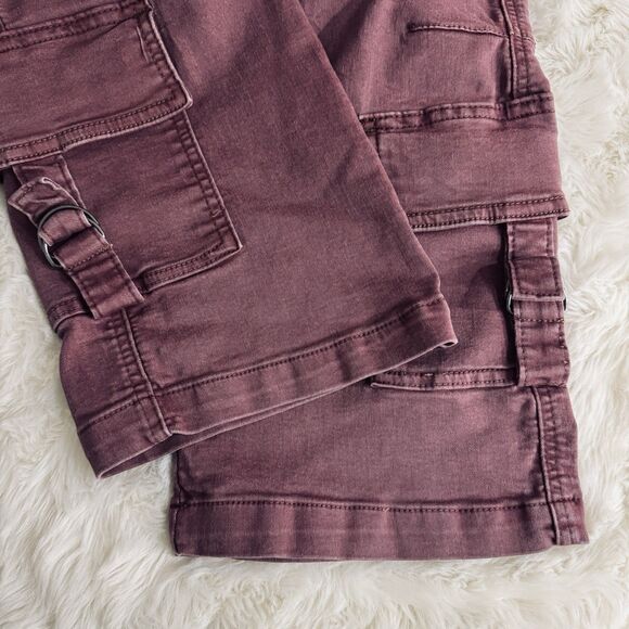 Love Trends Cargo Pants 3 (24x28.5) Weathered Purple Burgundy Stretch Juniors - Picture 5 of 7